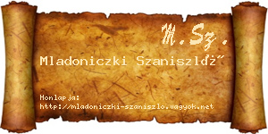 Mladoniczki Szaniszló névjegykártya